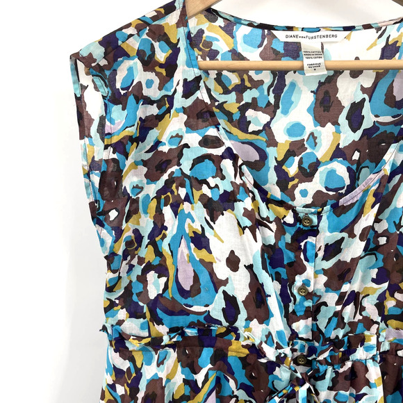 Diane von Furstenberg Marina Dress Size Small Swim Cover Up Tunic Blue White - Picture 9 of 16